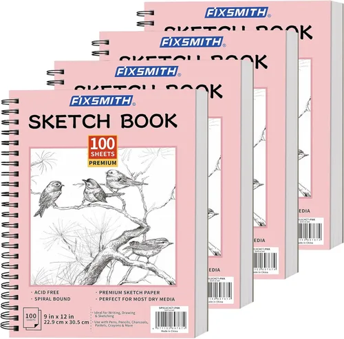 Miniatura 24 de FIXSMITH Cuaderno de bocetos de 5.5"X8.5" 100 hojas (68 lb/100gsm) Cuaderno de bocetos Papel de dibujo libre de ácido Bloc de bocetos de Negro