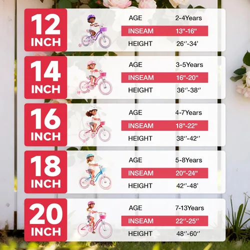 Miniatura 7 de Royalbaby Stargirl Bicicleta infantil de aventura al aire libre con soporte, asiento ajustable y cesta, 18 pulgadas, rosa [3] Rojo coral