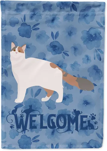 Miniatura 190 de Caroline's Treasures CK4813CHF - Bandera de bienvenida con gato abisinio azul, manga grande, para porche, para colgar en la pared, poliéster