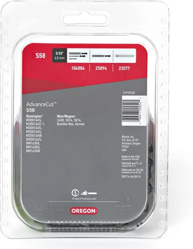 Miniatura 4 de Oregon S58 AdvanceCut Cadena de motosierra de repuesto para barras guía de 16 pulgadas, 58 eslabones de transmisión, paso 38", calibre .050", se