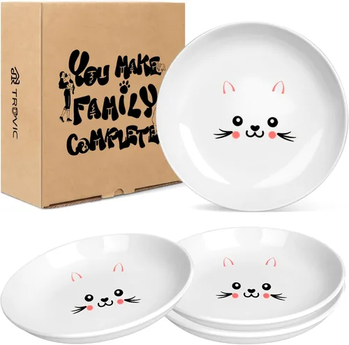 Miniatura 9 de TRUVIC Paquete de 4 cuencos de cerámica para gatos, platos de cerámica de 5.9 pulgadas para gatos de interior y perros pequeños, cuencos antifatiga