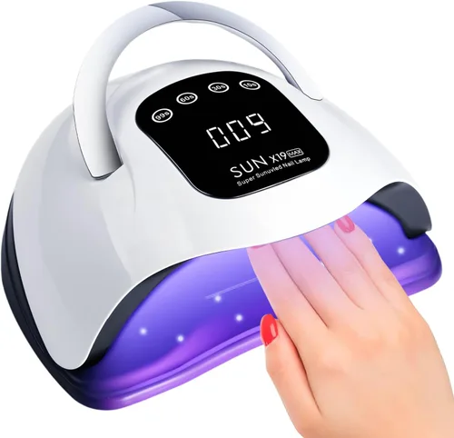 Lámpara de uñas LED UV con 72 cuentas, lámparas de curado de uñas de 320 W para esmalte de gel con sensor automático/4 ajustes de temporizador,