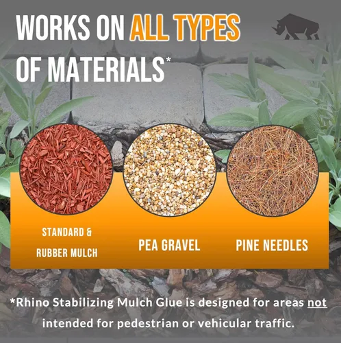 Miniatura 4 de Rhino Stabilizing Mulch Glue Advanced Mulch Binder for Landscaping Pea Gravel, Rubber Mulch and Straw Binder, Ideal para mantenimiento del paisaje