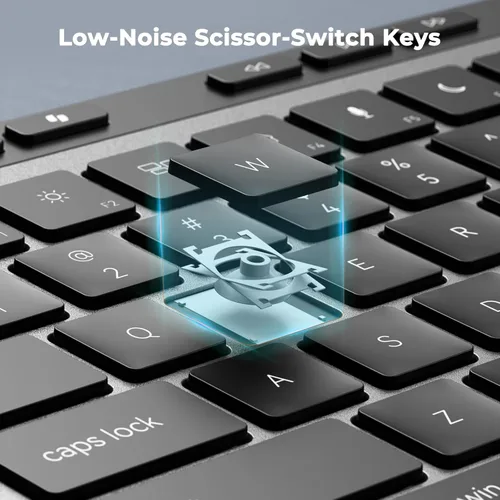 Miniatura 3 de MEETION Nuevo teclado y mouse inalámbricos Bluetooth, doble Bluetooth y USB recargable de tamaño completo con 4 DPI mouse ergonómico