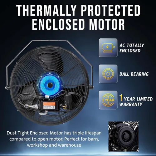 Miniatura 5 de Tornado Ventilador de pared industrial de metal de alta velocidad IPX4 resistente al agua de 18 pulgadas para uso comercial, industrial