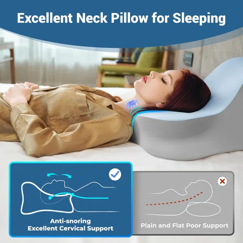 Miniatura 7 de Almohada de lectura para cama, para acostarse, inclinarse y boca abajo, almohada ergonómica de espuma viscoelástica para cabecero, almohada de apoyo