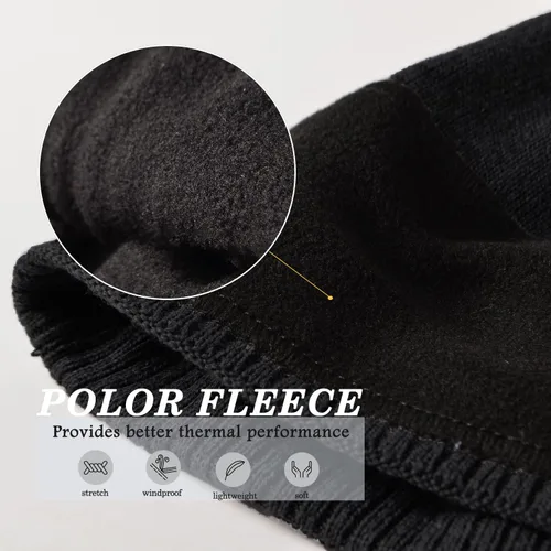 Miniatura 4 de Gorros de vellón para hombre, resistentes al viento, elásticos, de punto de invierno, para exteriores, esquí, correr