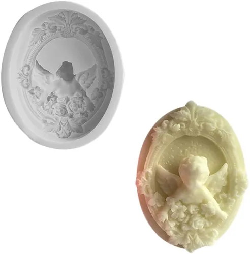 Molde de silicona Freshie para coche con forma de ángel de flores de elipse para hacer jabón aroma perlas coche Freshie, colgante, vela, resina