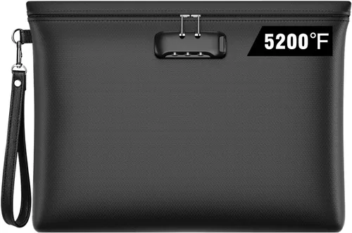 Miniatura 11 de Bolsa de documentos ignífuga con cerradura, 14.3 x 10.2 pulgadas, bolsa de dinero ignífuga e impermeable con cierre de cremallera, bolsa