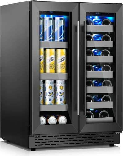 Miniatura 11 de Refrigerador de bebidas de 15 pulgadas, 13 botellas y 48 latas bajo encimera, refrigerador de bebidas negro con compresor de bajo ruido, enfriador