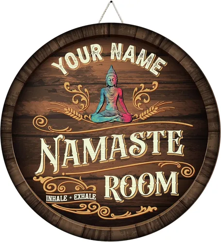Miniatura 16 de Artsy Woodsy Placa de pared de madera personalizada para estudio de yoga, Zen Den, sala de meditación, espacio de atención plena, letrero Namaste, 01