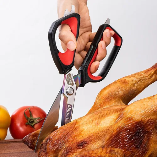 Miniatura 2 de LIVINGO Tijeras de cocina resistentes, con revestimiento de titanio, forjadas en caliente, afiladas, multiusos, de acero inoxidable, para el hogar