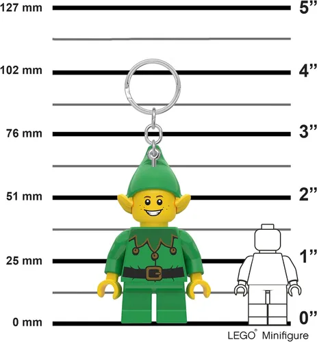Miniatura 3 de LEGO Minifigure - Llavero de luz grande de 3 pulgadas de alto, elfo navideño (KE181H), regalo de vacaciones, relleno de calcetines