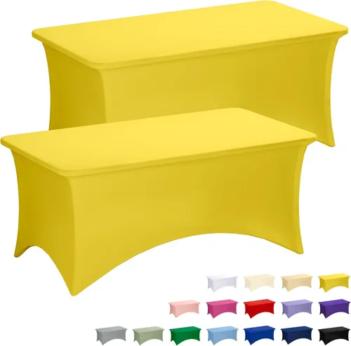 Miniatura 16 de Fixwal Paquete de 3 Manteles Negros para Mesas Rectangulares de 6 Pies, Manteles Rectangulares Elásticos de Spandex Ajustables de 6 Pies