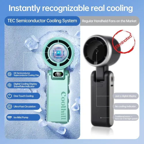 Miniatura 3 de Ventilador portátil de mano con enfriador de hielo: Ventilador de mano recargable de 100 velocidades de 5500 mAh, ventiladores personales