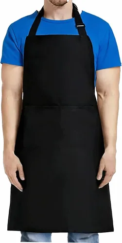 Delantales para mujeres con bolsillos, delantal de chef para hombre, delantal de cocina, delantal negro, delantal de manchas, correa ajustable para