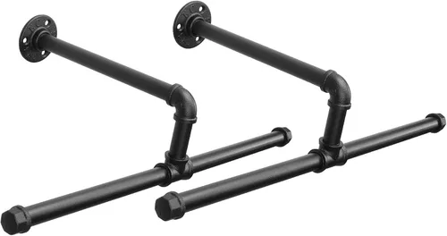 Perchero industrial de tubería montado en la pared, barra colgante rústica vintage multiusos para ahorrar espacio en dormitorio, baño y lavandería,