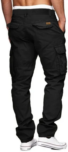Miniatura 2 de JMIERR Pantalones cargo para hombre, casuales, de algodón, ajuste relajado, cintura elástica, ligeros, con múltiples bolsillos