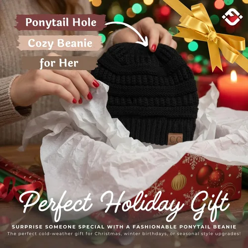 Miniatura 11 de Funky Junque - Gorro para mujer con ranura para cola de caballo
