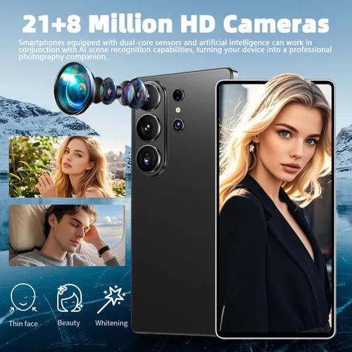 Miniatura 3 de Smartphone Android desbloqueado de 12+512 GB, pantalla HD de 6.9 pulgadas, batería de 4500 mAh, cámara dual de 21+8 MP, doble SIM, identificación