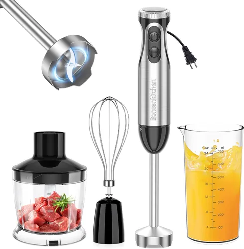 Miniatura 9 de Bonsenkitchen Batidora de mano de inmersión con batidor, 20 velocidades y modo turbo, batidora de mano de 500 W, batidora de mano de acero