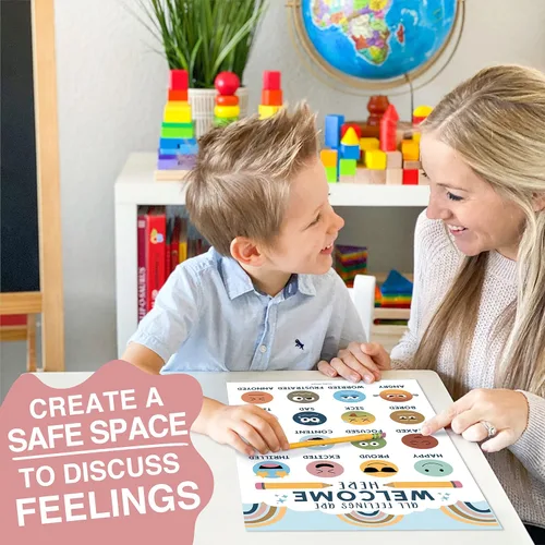 Miniatura 7 de Hadley Designs Tabla de sentimientos para niños de 4 a 8 años – Tabla de emociones para niños pequeños de 3 a 5 años, carteles de sentimientos