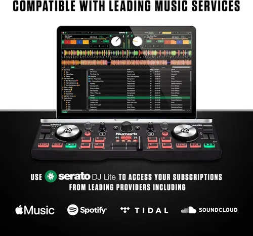 Miniatura 6 de Numark DJ2GO2 Touch - Controlador USB compacto de 2 platos para Serato DJ con mezclador/crossfader, interfaz de audio y rueda de selección