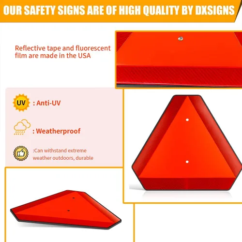 Miniatura 3 de Señal de seguridad del vehículo de movimiento lento, letrero triangular de vehículo de movimiento lento, plástico de 14 x 16 pulgadas, reflectante