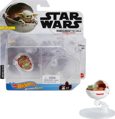 Hot Wheels - Star Wars The Child Hover Pram inspirado en "The Mandalorian" con soporte de vuelo para exhibición, para niños de todas las edades.