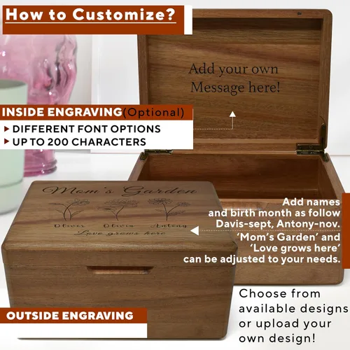 Miniatura 4 de Jardín de la madre para mamá – Regalo personalizado para mamá, regalos de jardín personalizados para abuelas, flores de nacimiento, caja de memoria