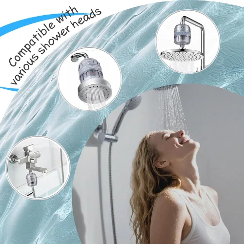 Miniatura 3 de Filtro de cabezal de ducha, sistema de filtración de 15 etapas, elimina el cloro y los metales pesados, suaviza el agua para una piel y cabello más