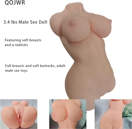 Miniatura 3 de Muñeca sexual para hombres, masturbador masculino, 3.4 libras, juguetes sexuales, torso con pechos suaves y glúteos, curvas realistas para una