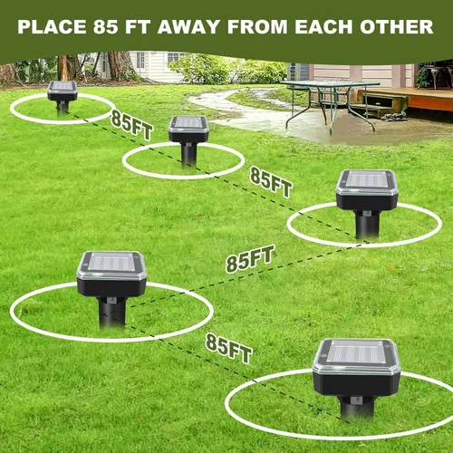 Miniatura 2 de Paquete de 8 repelentes ultrasónicos de topos, estacas repelentes de topos Gopher alimentadas por energía solar para ardillas, serpientes