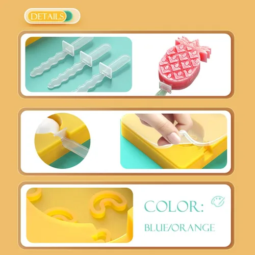 Miniatura 5 de Rolin Roly 2 moldes de silicona para paletas de hielo, piña, con 6 varillas, para hacer helados, tapas, reutilizables, para dulces, Navidad, Navidad