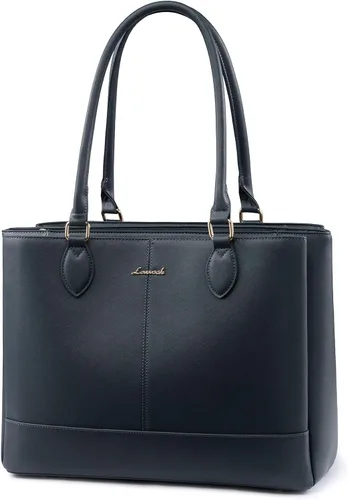 Miniatura 10 de LOVEVOOK: bolsa de mano para laptop para mujeres, bolsa de trabajo de cuero PU con 3 compartimentos, bolsa impermeable para computadora para viajes