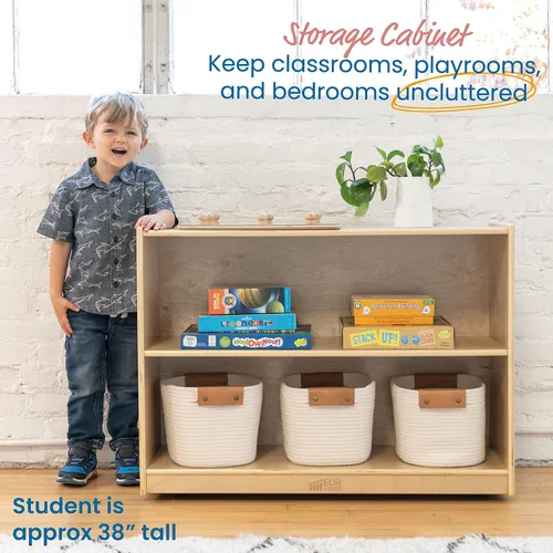 Miniatura 4 de ECR4Kids Gabinete de almacenamiento móvil de 2 estantes, muebles de aula, lavado gris