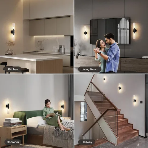 Miniatura 2 de Lámpara de Tocador de 2 Luces Espejo Lateral Accesorios de Baño Estilo Granja Negro, E26 Lámparas de Pared para Dormitorio, Iluminación Industrial