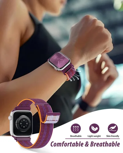 Miniatura 4 de Nylon Loop Sport Band Compatible with Apple Watch Bands 38mm 40mm 41mm 42mm for Women Men, iWatch Wrist Straps for Se, Series 11 10 9 8 7