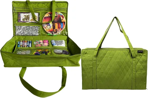 Yazzii Bolsa organizadora Carry All – Bolsa de almacenamiento para manualidades con 20 bolsillos para suministros de acolchado, nociones de costura,