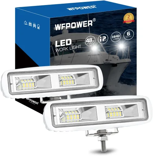 Miniatura 10 de WFPOWER Luces esparcidoras de lanchas azules, paquete de 2 luces de pontón de 72 W para barcos, luces LED marinas impermeables para pesca nocturna