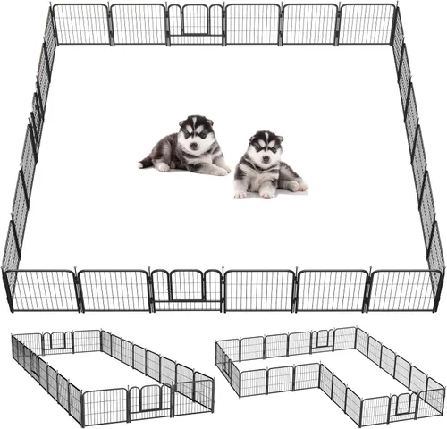 Miniatura 10 de Corralito para perros, 24/32/40 pulgadas de altura en resistente, valla plegable para interiores y exteriores, corralito portátil para mascotas