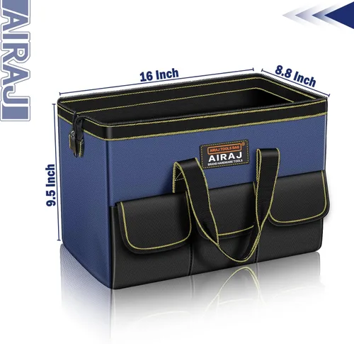 Miniatura 2 de Bolsa de herramientas AIRAJ de 16 pulgadas, bolsas de herramientas de boca ancha para hombres, organizador de herramientas para reparaciones
