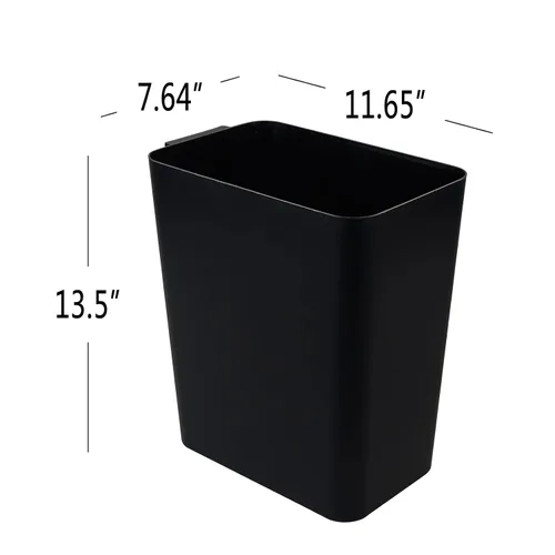 Miniatura 2 de Paquete de 3 cubos de basura negros de 4.5 galones, contenedor de basura Construcción de plástico resistente, forma rectangular que ahorra
