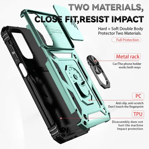 Miniatura 7 de Funda para Samsung Galaxy A15 5G con cubierta deslizante para cámara, protector de pantalla HD [grado militar de 16 pies probada en caídas], soporte