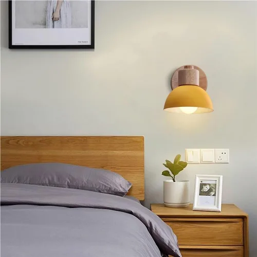 Miniatura 2 de Adjustable Scandinavian Wall Lamp E27 Lighting Fixture Retro Industrial Style for Bedroom Living Room Hallway(Amarillo,1 Pieza)