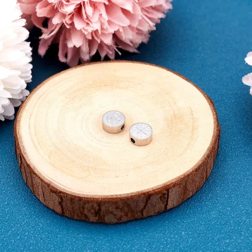 Miniatura 6 de Pandahall - 10 cuentas de medalla de San Benito 304 de acero inoxidable plano redondo con cruz espaciadora, abalorios de doble cara para bricolaje