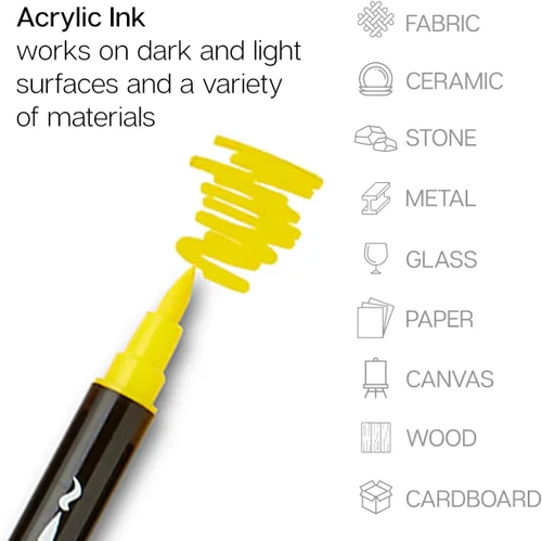 Miniatura 4 de KINGART Marcadores de pintura acrílica, 24 bolígrafos de doble punta de secado rápido para rocas, telas, madera, vidrio y manualidades. Ideal