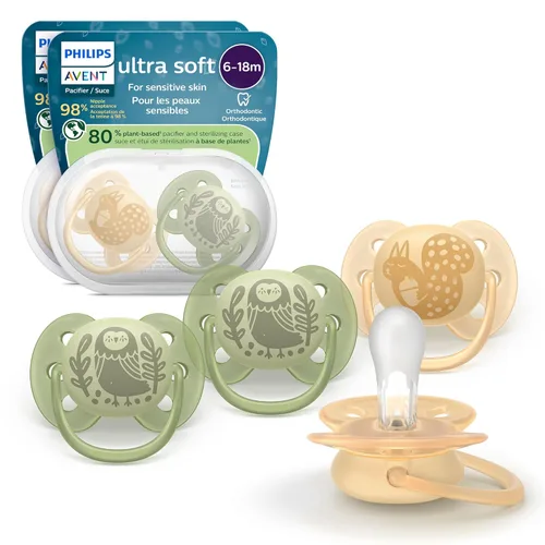 Philips Avent Chupetes ultrasuaves – Diseño ortodóntico, para bebés de 6 a 18 meses, escudo flexible, pezón simétrico de silicona, sin BPA, 2