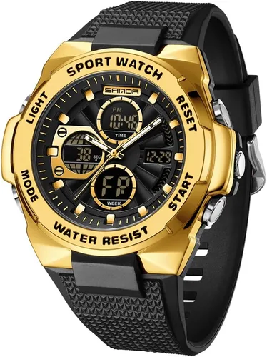 Miniatura 9 de FANMIS Reloj deportivo de cuarzo digital multifunción militar para hombre, impermeable, con alarma, LED, azul