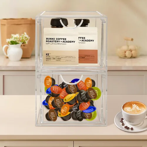Miniatura 5 de AMEITECH - 2 unidades de organizador de cajones transparentes y apilables, organizador de maquillaje para el baño, contenedores de almacenamiento